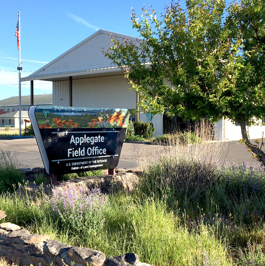 BLM Applegate Field Office building and sign in Alturas