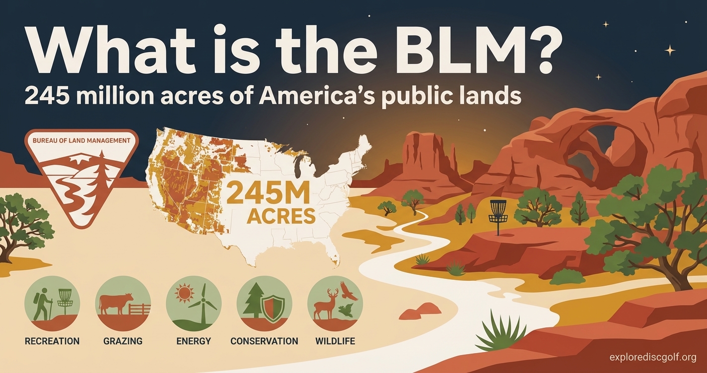 Infographic: What is the BLM? 245 million acres of America's public lands with icons for recreation, grazing, energy, conservation, and wildlife